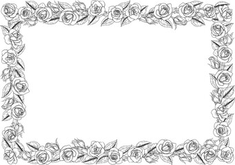 Wall Mural - Roses Rose Flower Border Flowers Vintage Frame