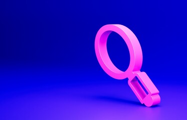 Sticker - Pink Hand mirror icon isolated on blue background. Minimalism concept. 3D render illustration