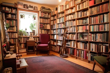 Wall Mural - tidy and well-organized library, with shelves neatly arranged and books in their place, created with generative ai