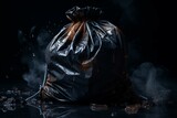 Fototapeta  - Trash bag discharges garbage, promoting recycling. Generative AI