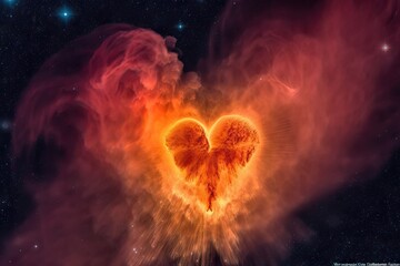 Wall Mural - heartwarming moment when a shooting star flies through the heart of a nebula, created with generativ