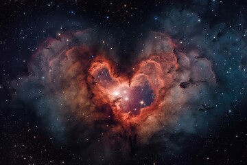 Wall Mural - heart-shaped nebula amidst the vastness of space, with stars shining in the background, created with
