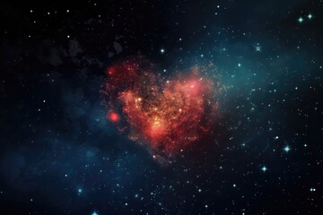 Wall Mural - heart, surrounded by a nebula of twinkling stars and dust, created with generative ai