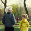 © DALU11 - Grandfather and granddaughter doing sports together. Generative AI.