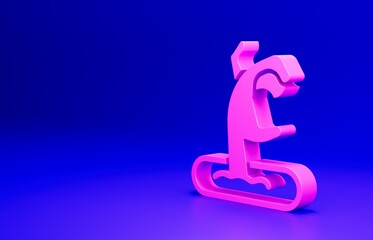 Sticker - Pink Zombie hand icon isolated on blue background. Arm monster dead. Happy Halloween party. Minimalism concept. 3D render illustration