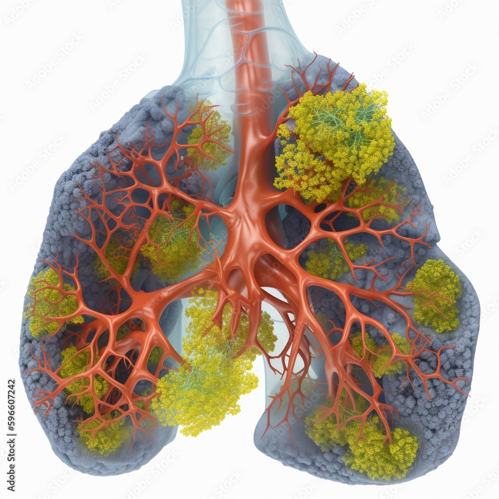 Cartoon lung with alveoli and bronchioles Stock Illustration | Adobe Stock