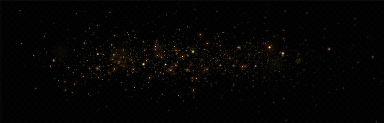 Wall Mural - Golden glitter.Light effect.Glittering particles background. Gold dust on a transparent background.