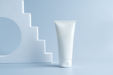 A tube of face cream mockup, presenting product. Mockup cream. Branding. Copy space