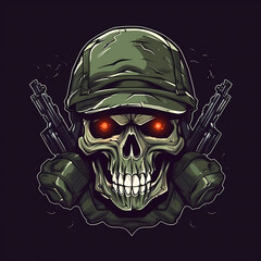 Wall Mural - Skull Army Gamer Logo. Generative AI