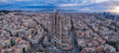 Aerial of the city of Barcelona on a sunny day in spring.