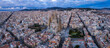 Aerial view around the city Barcelona on a sunny day in early springtime.