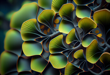 Beautiful abstract illustration of an Ginkgo biloba - improves memory and cognitive function. Generative AI technology.
