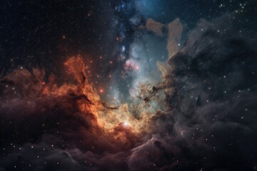 Wall Mural - close-up of swirling galaxy with stars and nebulae visible, created with generative ai