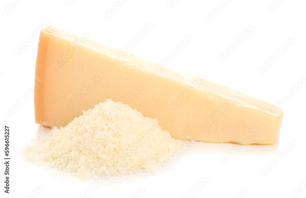 Tasty Parmesan cheese on white background