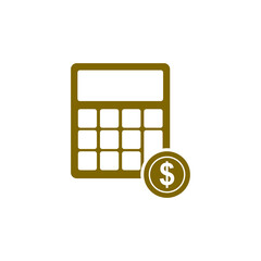 Sticker - Calculator with dollar symbol icon isolated on transparent dark background