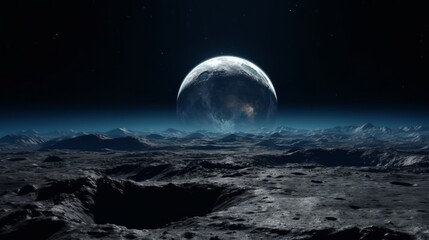 Wall Mural - dark side of pluto, view from the moon charon. generative ai