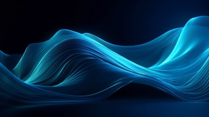Aufkleber - Digital dynamic cyber wave. Abstract futuristic blue background with dots and lines. Big data visualization. 3D rendering. Generative ai