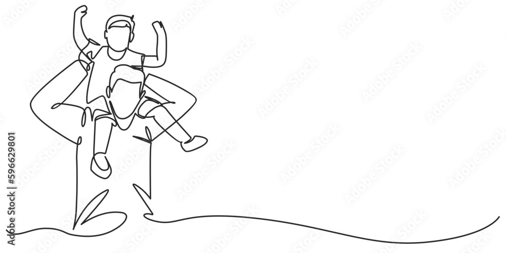 Fathers day line art style vector illustration, father and son line art ...