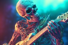 Skeleton Demon With Guitar. Generate Ai