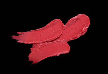 Poster - Lipstick red nude blush colored on a black background