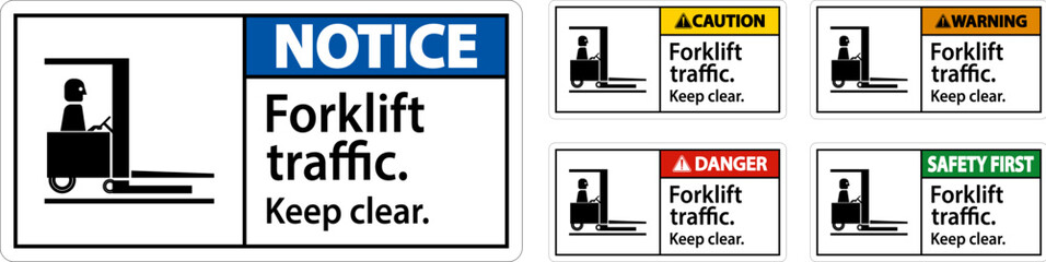 Poster - Caution Forklift Traffic Keep Clear Sign