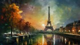 Fototapeta Paryż - Aesthetic Watercolor Art of the Eiffel Tower: A Generative AI-Produced Masterpiece