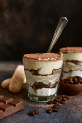 Wall Mural - Tiramisu - italian dessert with mascarpone , biscuit and coffee.