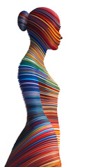 Wall Mural - silhouette of a woman with colorfu stripes Generative AI