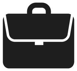 Sticker - Briefcase icon. Black businessman bag. Office job symbol