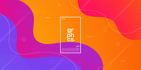 Colorful orange and blue purple gradient geometric business banner design. creative banner design with wave shapes and lines for template. Simple horizontal banner. Eps10 vector