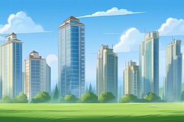 Wall Mural - bustling metropolis with towering skyscrapers. Generative AI