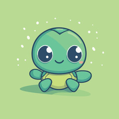 Wall Mural - Cute kawaii turtle chibi mascot vector cartoon style