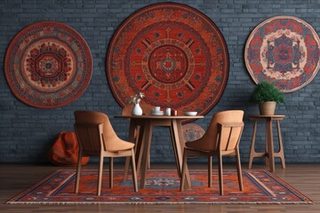 Wall Mural - an elegant dining room with stylish furniture and decor. Generative AI