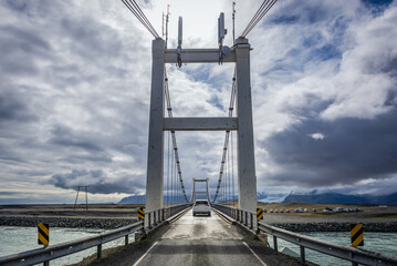 Poster - Bridge over Jokulsarlon glacial lake on the Atlantic shore, Iceland