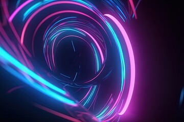 Wall Mural - abstract futuristic background with pink blue glowing neon moving high speed wave lines and bokeh li