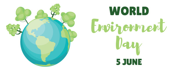 Wall Mural - Banner for World Environment Day with planet Earth on white background