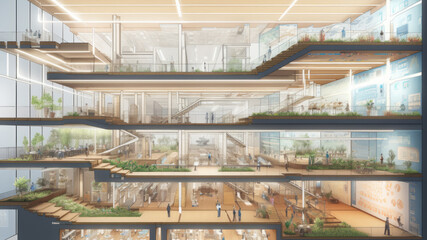 Illustration City in a building concept illustration. Generative AI