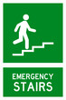 isolated emergency exit, ascending walking up stair, fire safety symbols on red rectangle board notification sign for pictograms, icon, label, logo or package industry etc. flat style vector design.