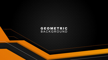 Wall Mural - Geometric background in orange and black with a hexagon pattern style, background for offline streaming, advertisements, banners, and others