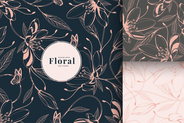 Poster - golden luxury floral pattern collection