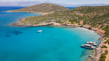 Canvas Print - Aerial view of the Greek coastline in the middle of summer (Crete)