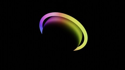 Wall Mural - illustration of abstract seamless loop 3d render neon circle. colorful neon circles abstract futuris