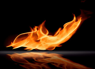 Wall Mural - flames of fire on a black background.