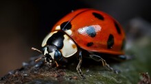 Red Ladybug Close-up. AI Generated