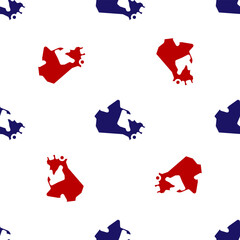 Wall Mural - Blue and red Canada map icon isolated seamless pattern on white background. Vector