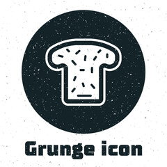 Sticker - Grunge Bread toast for sandwich piece of roasted crouton icon isolated on white background. Lunch, dinner, breakfast snack. Monochrome vintage drawing. Vector