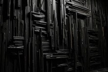 Abstract Figurative Artwork. Dark Black Carbon Shapes. Generative AI