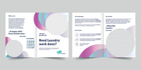 Wall Mural - Laundry bifold brochure template. A clean, modern, and high-quality design bifold brochure vector design. Editable and customize template brochure