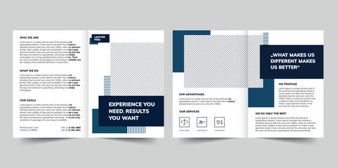 Wall Mural - Law Firm bifold brochure template. A clean, modern, and high-quality design bifold brochure vector design. Editable and customize template brochure
