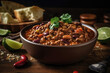 Hearty Bowl Of Chili With Beef And Beans. Generative AI